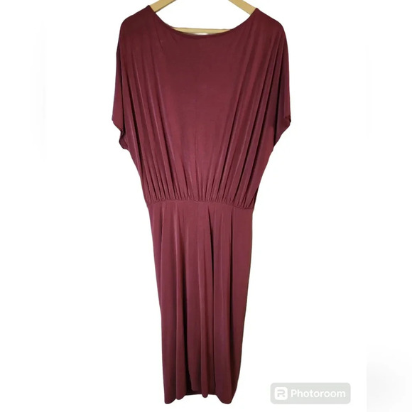 Anthropologie Moulinetter Soeurs Twisted Burgandy Jersey Dress Short Sleeve Sz M - Picture 2 of 11